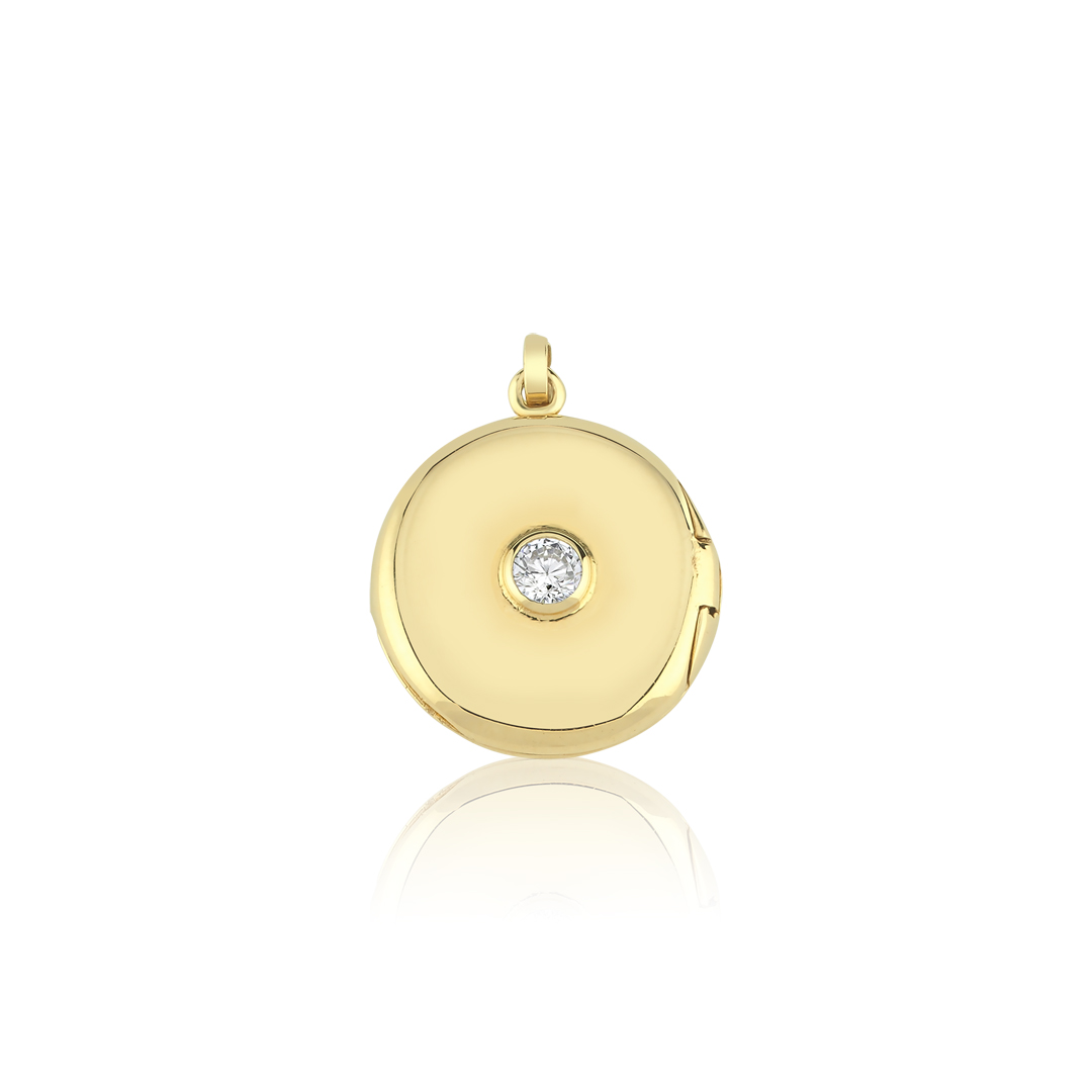 Kapaklı Yuvarlak Kraliçe Arı Altın Kolye Ucu - 2