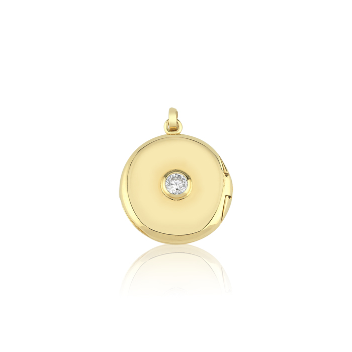 Kapaklı Yuvarlak Kraliçe Arı Altın Kolye Ucu - Manos (1)