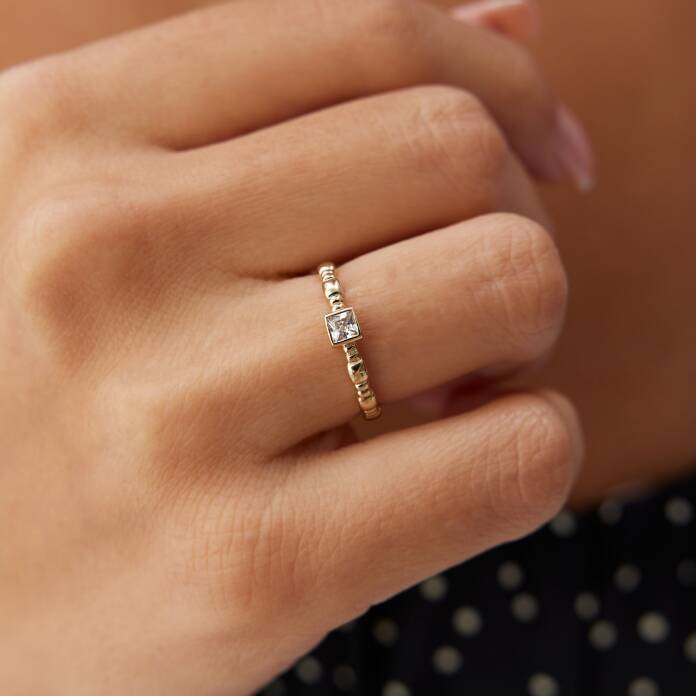 Kare Beyaz Taşlı Yüzük - 2