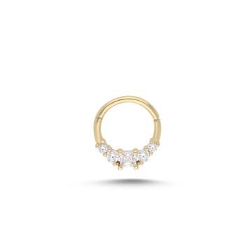 Kare Oval Taşlı Helix Piercing - Alen