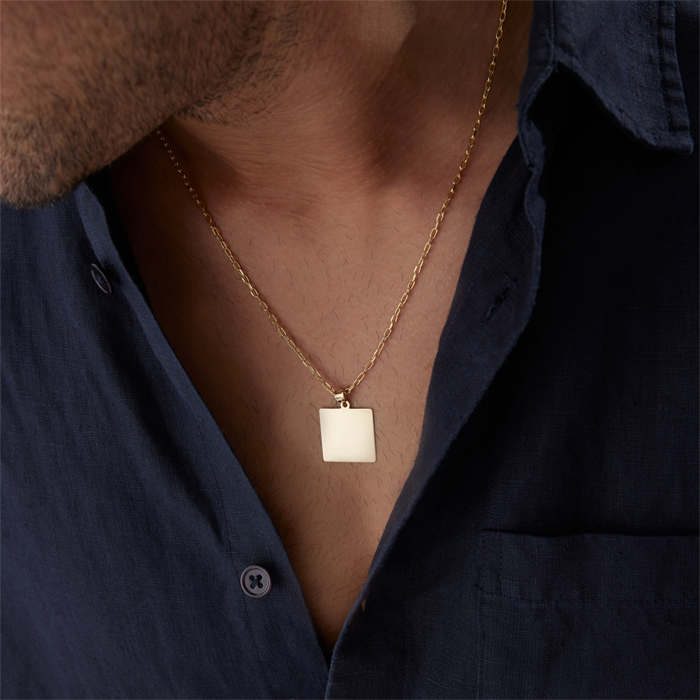 Kare Plaka Erkek Kolye - Koçak