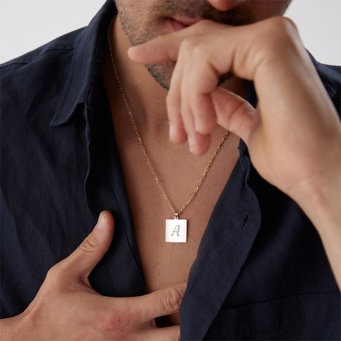 Kare Plaka Erkek Kolye - 3