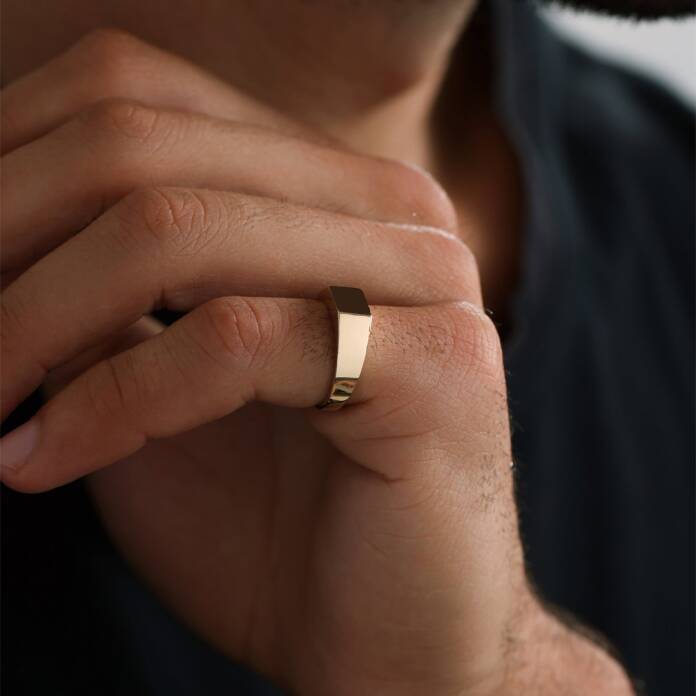 Kare Plaka Erkek Yüzük - 3