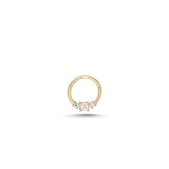 Kare ve Mini Nokta Taşlı Helix Piercing - Alen