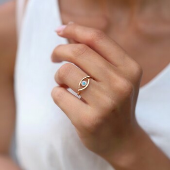 Kavisli Mavi Gözlü Yüzük - Rayna