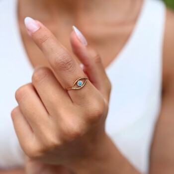 Kavisli Mavi Gözlü Yüzük - Rayna (1)