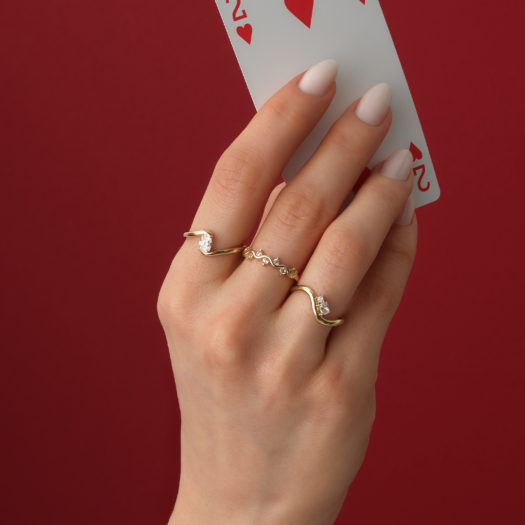 Kayık Form Oval Taşlı Altın Yüzük - 2