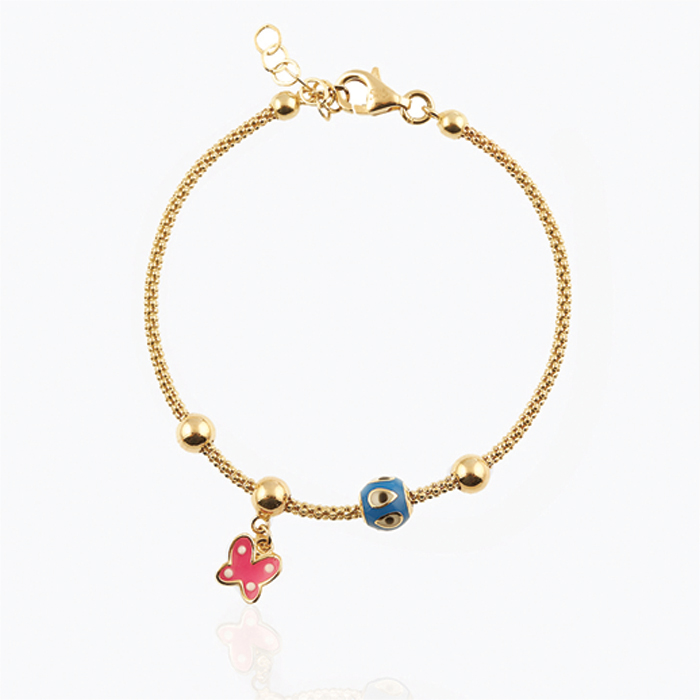 Kelebek Sallantılı Mavi Göz Çocuk Bilekliği - Melike