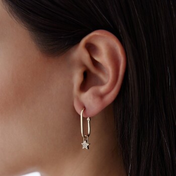 Kilit Yıldız Sallantılı Ataç Küpe - Cemart