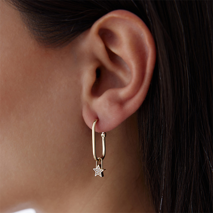 Kilit Yıldız Sallantılı Ataç Küpe - Cemart