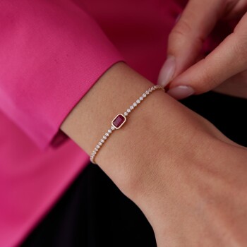 Kırmızı Bagetli Su Yolu Bileklik - Rayna