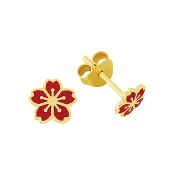 Kırmızı Çiçek Çocuk Küpesi - Melike