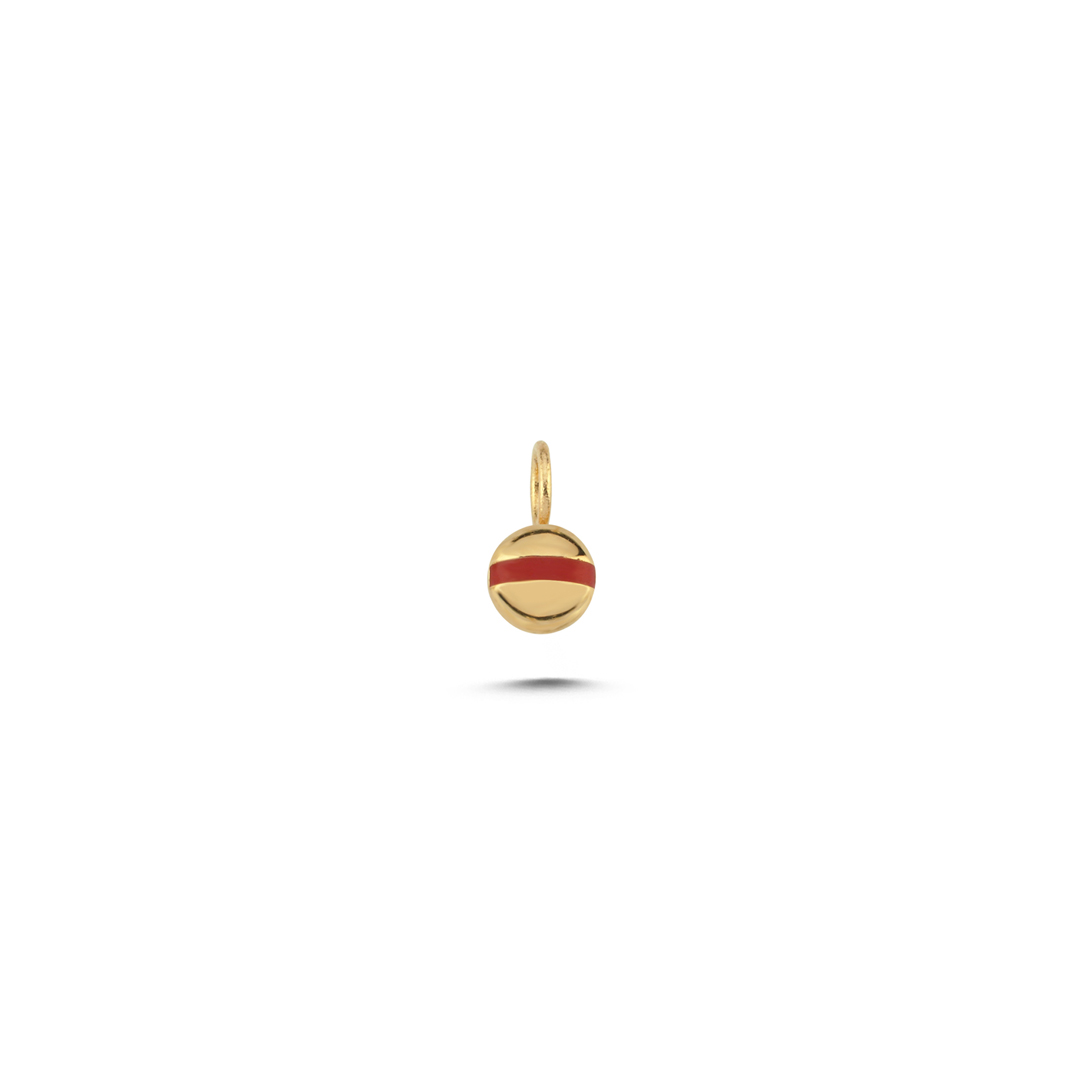 Kırmızı Çizgili Yuvarlak Charm - 1