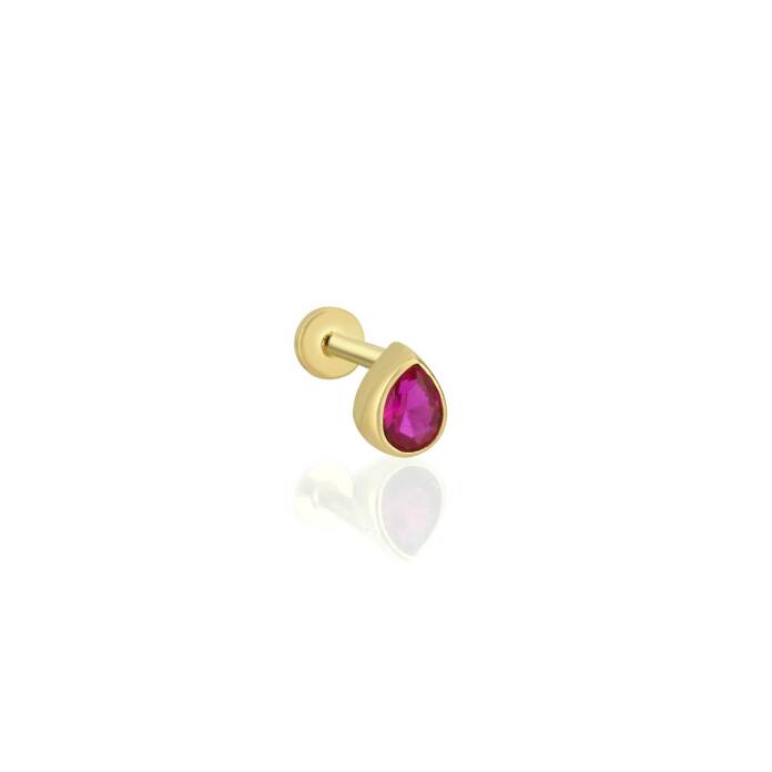 Kırmızı Damla Tragus Piercing - 1