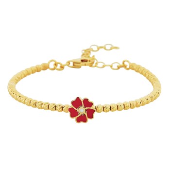 Kırmızı Dorikalı Çiçek Çocuk Kelepçesi - Melike