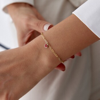 Kırmızı Kalp Charm Ataç Bileklik - Alen (1)