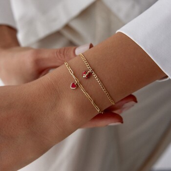 Kırmızı Kalp Charm Ataç Bileklik - 3