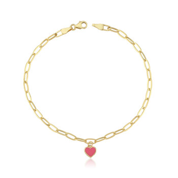 Kırmızı Kalp Charm Ataç Bileklik - 5