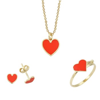 Kırmızı Kalp Çocuk Seti - Melike
