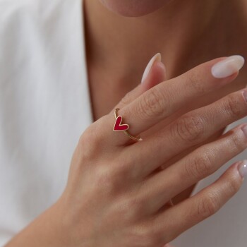 Kırmızı Kalp Yüzük - Rayna