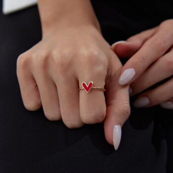 Kırmızı Kalp Yüzük - Rayna (1)