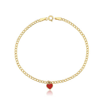 Kırmızı Mineli Kalp Charm Bileklik - 3