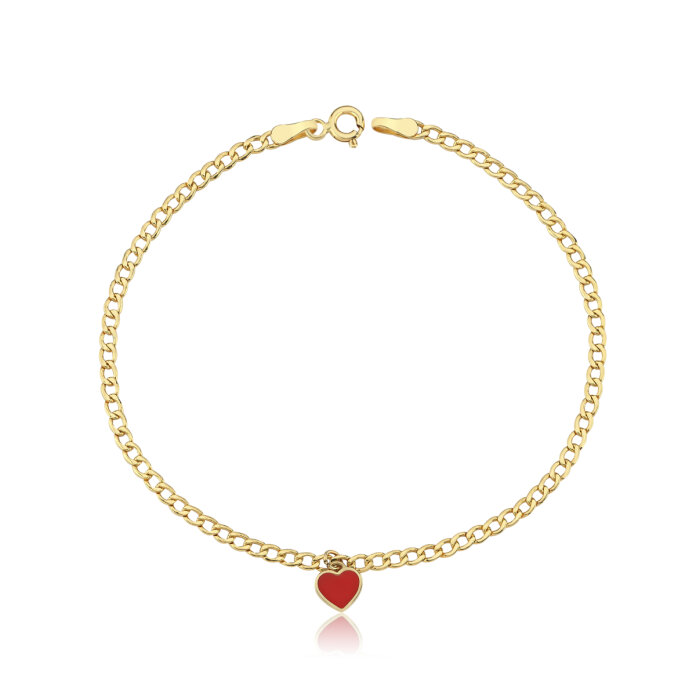 Kırmızı Mineli Kalp Charm Bileklik - 3