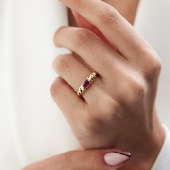 Kırmızı Taşlı Burgu Yüzük - Ali Altınbas