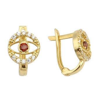 Kırmızı Taşlı Göz Çocuk Küpesi - Melike