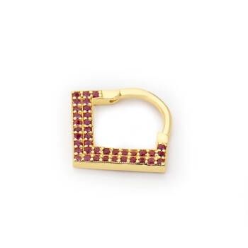 Kırmızı Taşlı Üçgen Helix Piercing - Alen