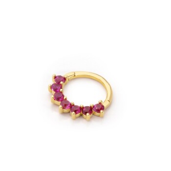 Kırmızı Yedi Taşlı Helix Piercing - Alen