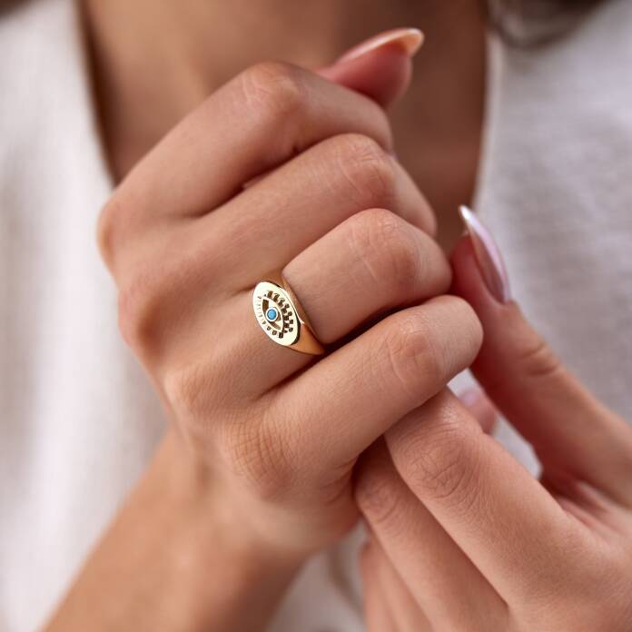 Kirpik Firuze Göz Şovalye Yüzük - 1