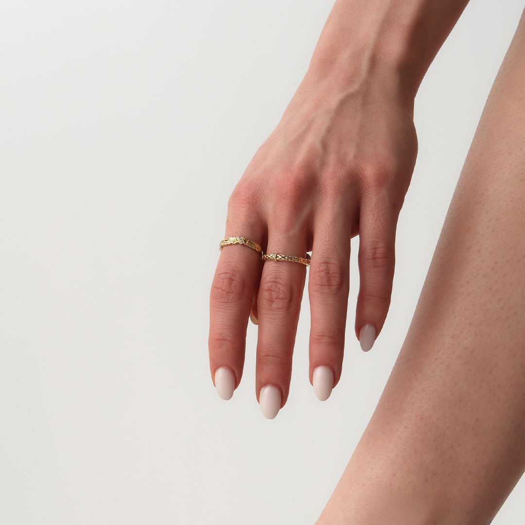 Kordon Dokulu Taşlı Altın Yüzük - 3