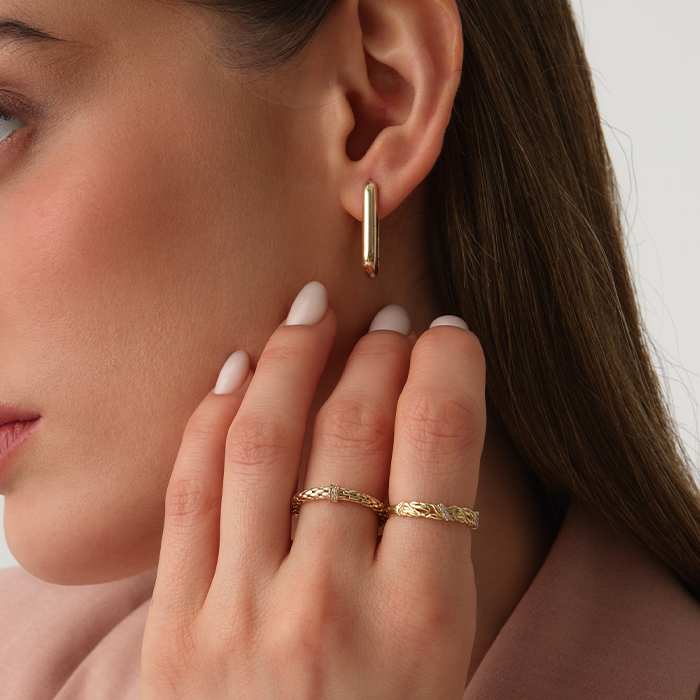 Kordon Dokulu Taşlı Altın Yüzük - Bella Arden