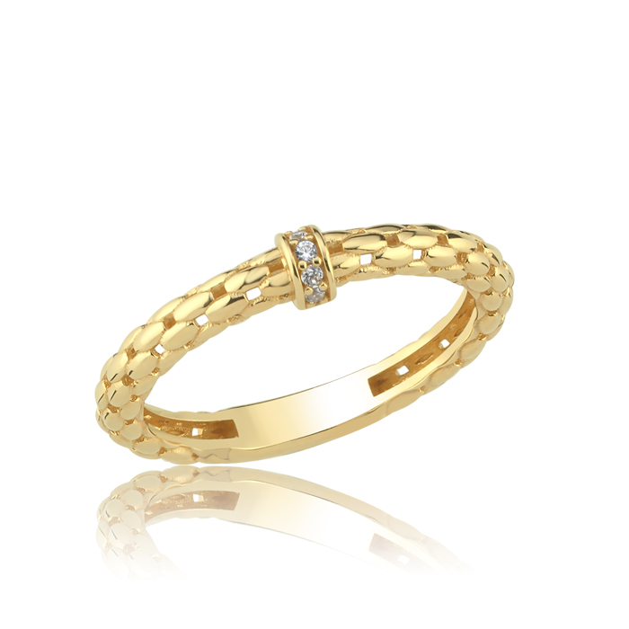 Kordon Dokulu Taşlı Altın Yüzük - Bella Arden