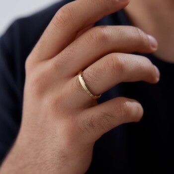 Köşeli Ortası Mat Erkek Alyans - Tülay Alyans