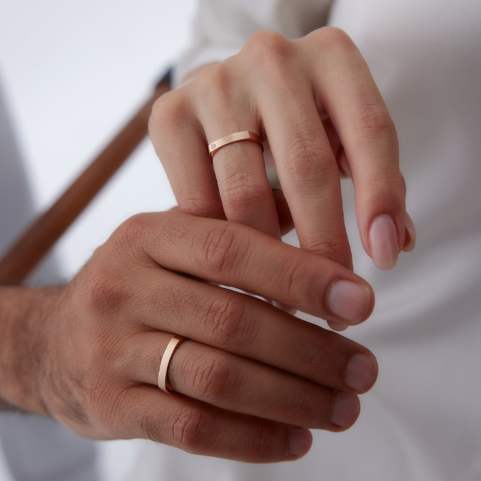 Köşeli Plaka Çift Alyans - Tülay Alyans