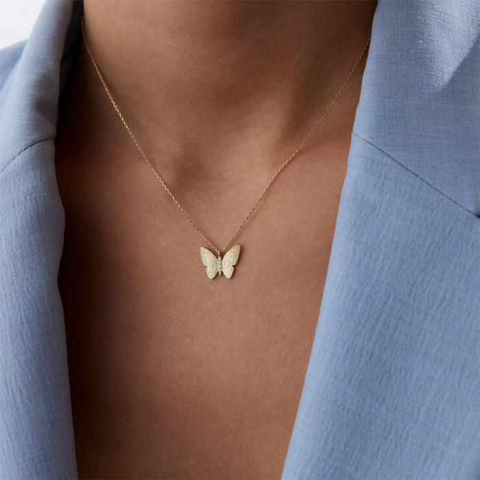 Kumlu Taşlı Kelebek Kolye - Özçelik