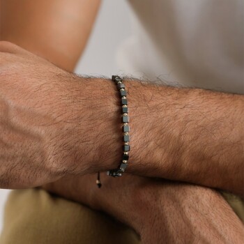 Küp Onix Taşı İpli Erkek Bileklik - Koçak