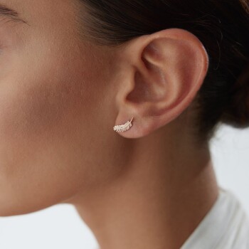 Kuş Tüyü Vidalı Küpe - 1