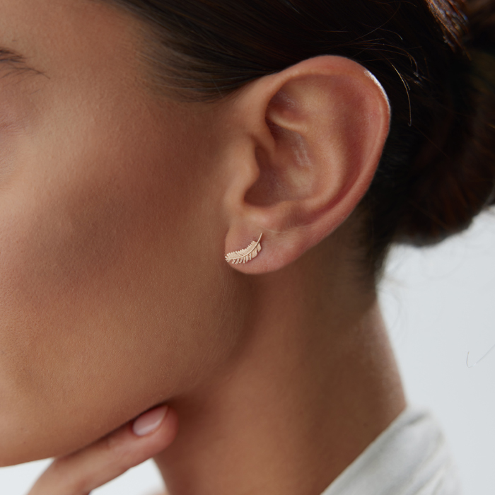 Kuş Tüyü Vidalı Küpe - Alen