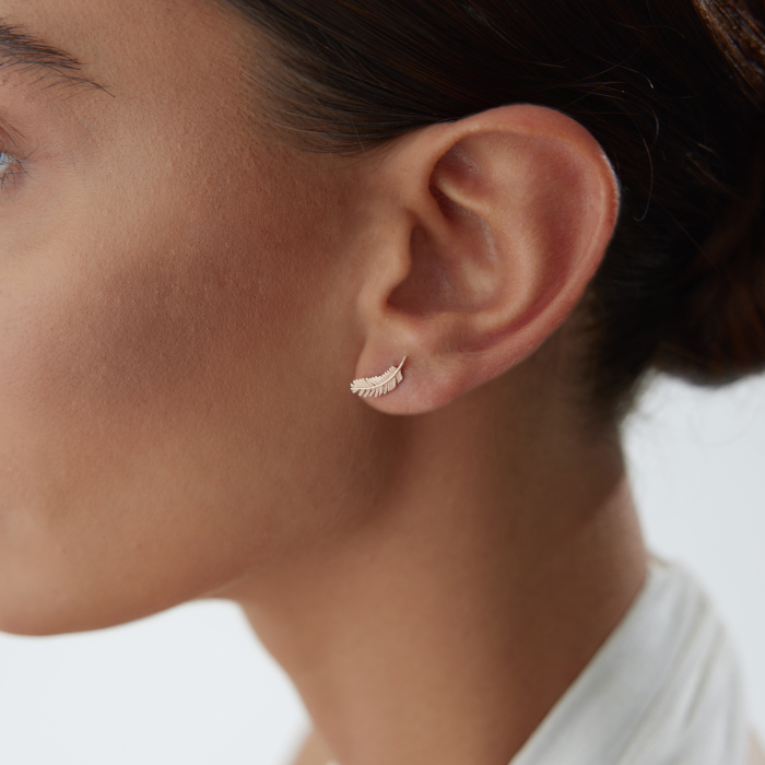 Kuş Tüyü Vidalı Küpe - Alen (1)