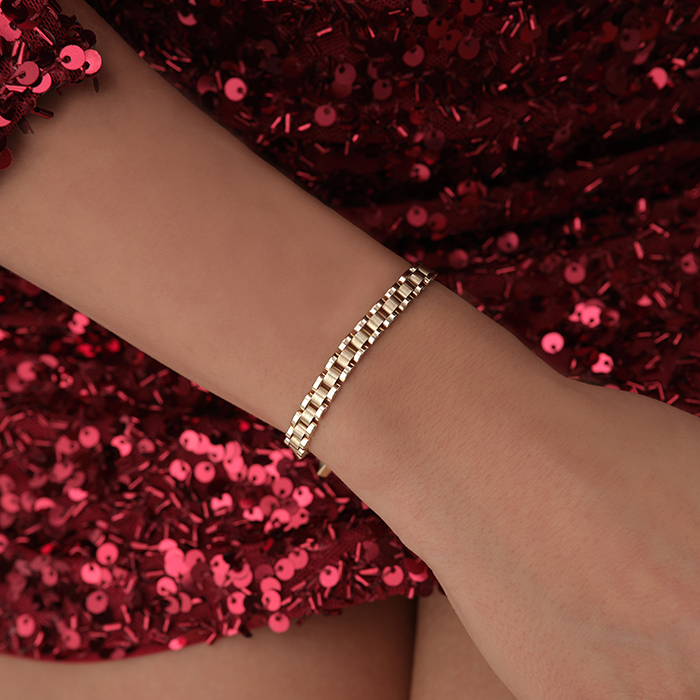 Kutu Zincir Altın Bileklik - Koşun