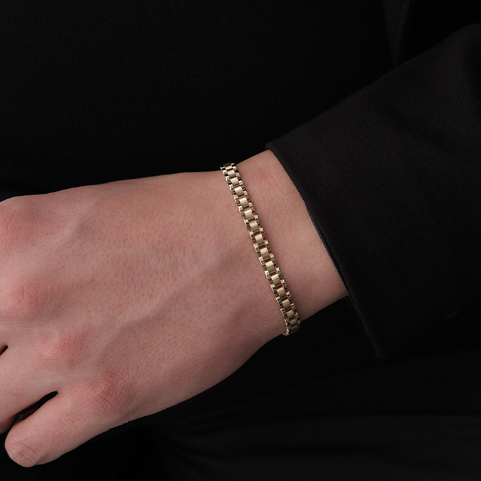 Kutu Zincir Altın Erkek Bileklik - 3