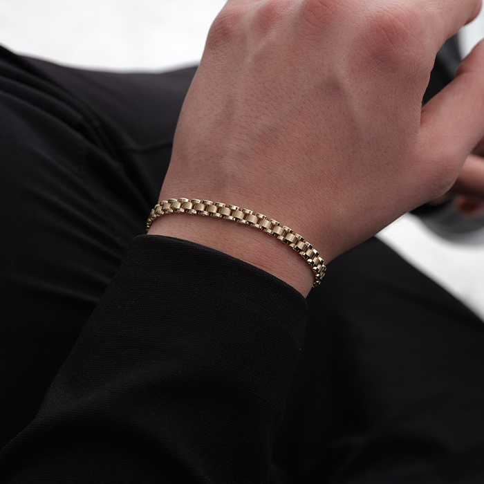 Kutu Zincir Altın Erkek Bileklik - Koşun (1)