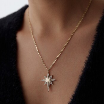 Kutup Yıldızı Taş Çarçeveli Kolye - Rayna