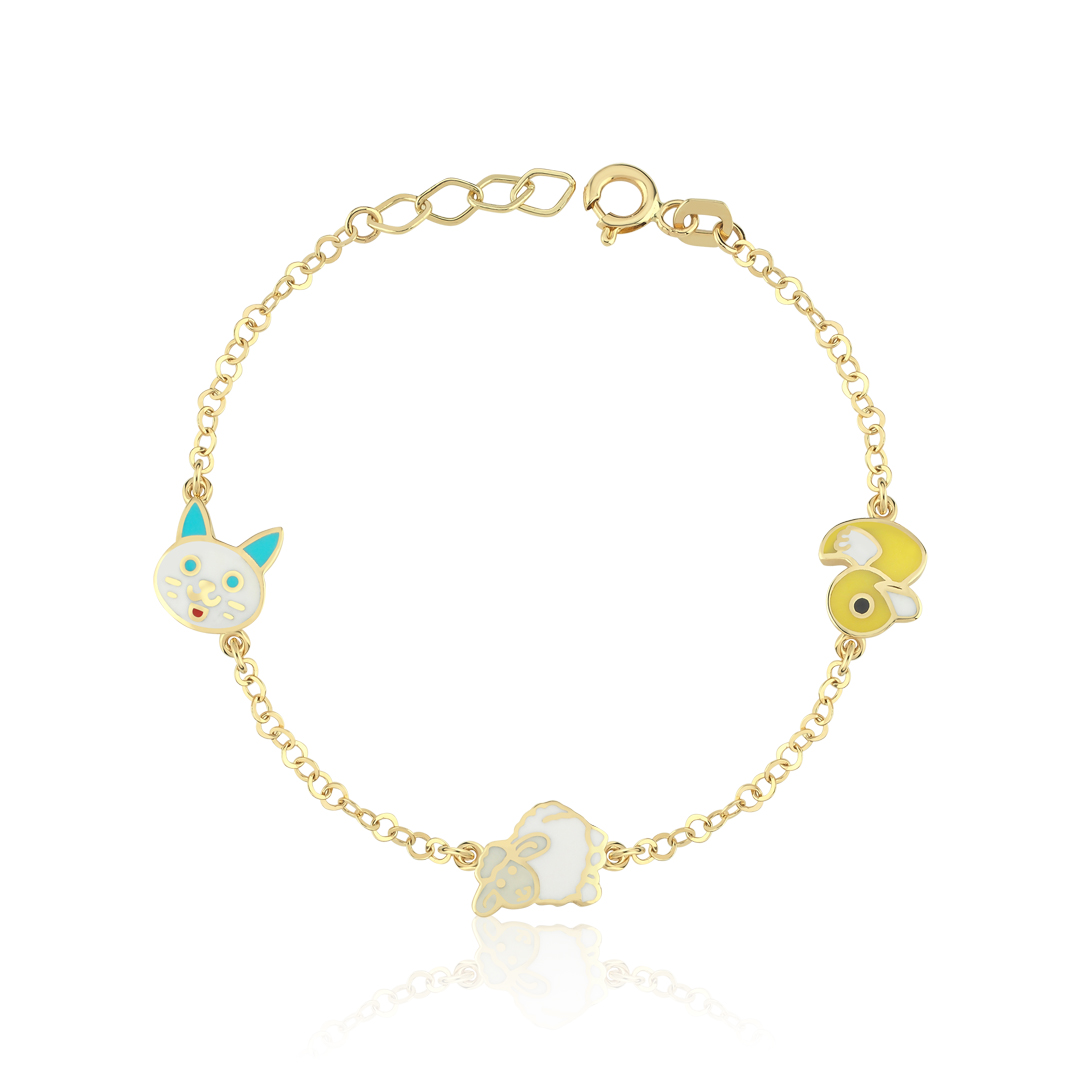 Kuzu Kedi Ördek Figürlü Altın Çocuk Bilekliği - 1