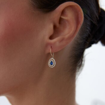 Laci Taşlı Damla Sallantılı Küpe - Gökhan Bera