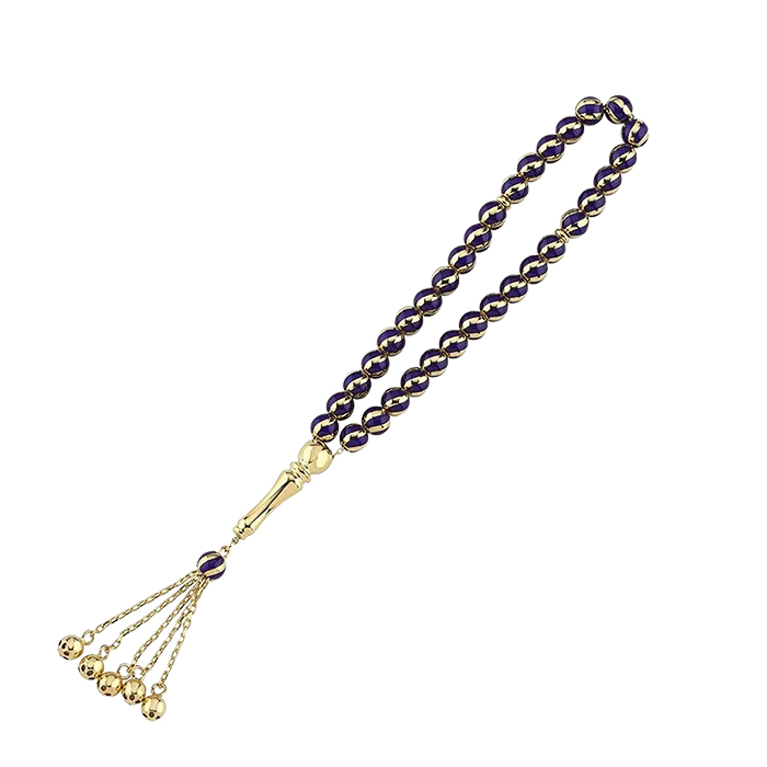 Lacivert Mineli Altın Tesbih - Zere