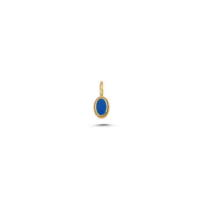 Lacivert Oval Taşlı Charm - Alen
